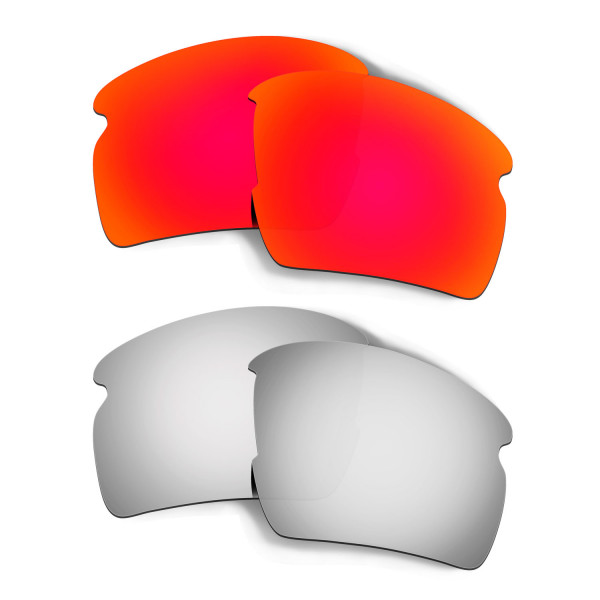 Hkuco Mens Replacement Lenses For Oakley Flak 2.0 XL Red/Titanium Sunglasses